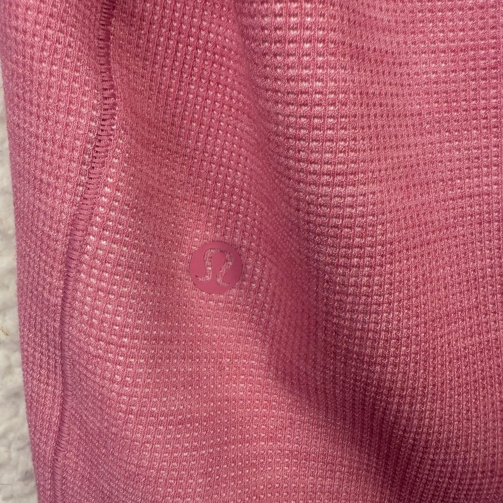 Lululemon Hoodie Womens Medium Pink Waffle Knit Long Sleeve Cozy Pullover Top - Picture 3 of 7